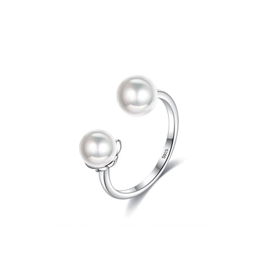 925 Sterling Silver Fashion and Elegant Freshwater Pearl Adjustable Open Ring