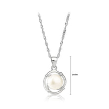 Load image into Gallery viewer, 925 Sterling Silver Simple and Elegant Geometric Round White Freshwater Pearl Pendant with Necklace