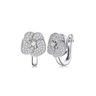 Fashion and Elegant Flower Stud Earrings with Cubic Zirconia