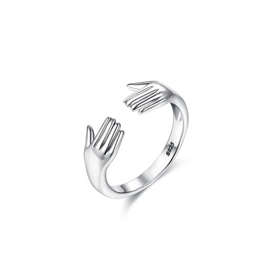 925 Sterling Silver Simple and Fashion Two-hand Adjustable Opening Ring