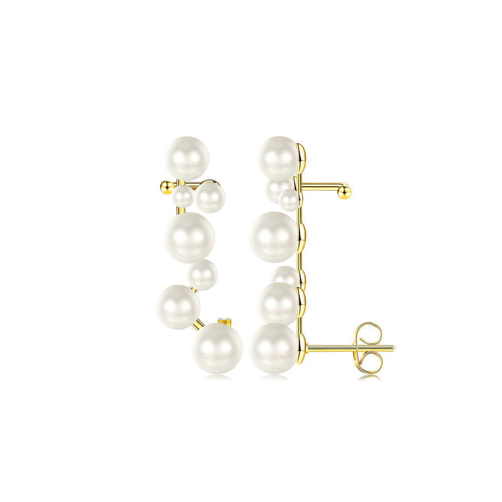 Elegant Temperament Plated Gold Geometric Imitation Pearl Stud Earrings