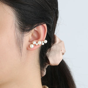 Elegant Temperament Plated Gold Geometric Imitation Pearl Stud Earrings