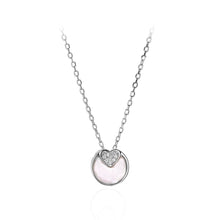 Load image into Gallery viewer, 925 Sterling Silver  Fashion Simple Heart-shaped Geometric Round Pendant with Cubic Zirconia and Necklace