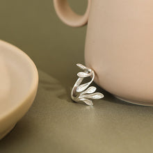 Load image into Gallery viewer, 925 Sterling Silver Fashion Simple Olive Branch Leaf Adjustable Open Ring