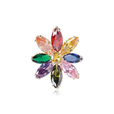 Fashion and Simple Plated Gold Color Flower Brooch with Cubic Zirconia