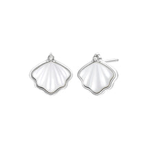 Load image into Gallery viewer, 925 Sterling Silver Fashion Simple Ginkgo Leaf Mother-of-pearl Stud Earrings with Cubic Zirconia