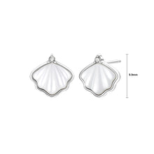 Load image into Gallery viewer, 925 Sterling Silver Fashion Simple Ginkgo Leaf Mother-of-pearl Stud Earrings with Cubic Zirconia