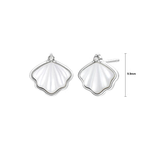 925 Sterling Silver Fashion Simple Ginkgo Leaf Mother-of-pearl Stud Earrings with Cubic Zirconia