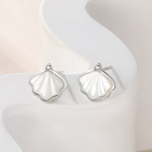 Load image into Gallery viewer, 925 Sterling Silver Fashion Simple Ginkgo Leaf Mother-of-pearl Stud Earrings with Cubic Zirconia