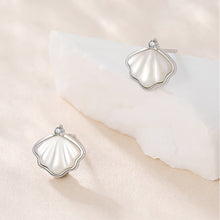 Load image into Gallery viewer, 925 Sterling Silver Fashion Simple Ginkgo Leaf Mother-of-pearl Stud Earrings with Cubic Zirconia