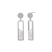 Load image into Gallery viewer, 925 Sterling Silver Fashion Temperament Hollow Geometric Rectangle Mother Of Pearl Long Earrings with Cubic Zirconia