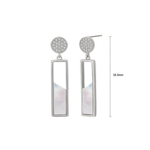 Load image into Gallery viewer, 925 Sterling Silver Fashion Temperament Hollow Geometric Rectangle Mother Of Pearl Long Earrings with Cubic Zirconia