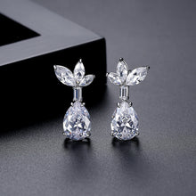 Load image into Gallery viewer, Fashion and Elegant Leaf Water-Drop Shaped Geometric Stud Earrings with Cubic Zirconia