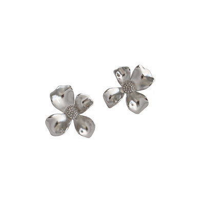 925 Sterling Silver Fashion Elegant Flower Stud Earrings