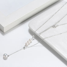 Load image into Gallery viewer, 925 Sterling Silver Simple Temperament Geometric Freshwater Pearl Pendant with Necklace