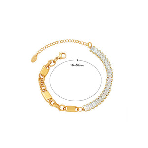 Fashion Bright Plated Gold 316L Stainless Steel Geometric Splicing Cubic Zirconia Bracelet