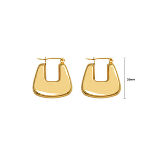 Simple Personality Plated Gold 316L Stainless Steel U-Shaped Geometric Earrings
