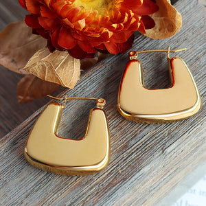Simple Personality Plated Gold 316L Stainless Steel U-Shaped Geometric Earrings