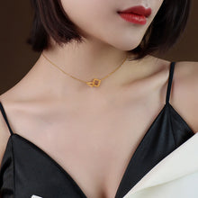 Load image into Gallery viewer, Fashion Temperament Plated Gold 316L Stainless Steel Hollow Triangle Square Pendant with Necklace