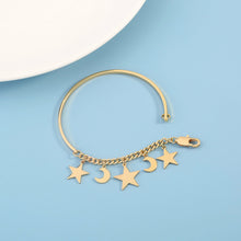 Load image into Gallery viewer, Fashion Simple Plated Gold Star Moon Chain Stitching Bangle