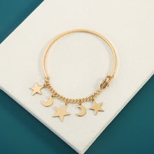 Load image into Gallery viewer, Fashion Simple Plated Gold Star Moon Chain Stitching Bangle