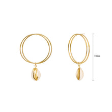 Load image into Gallery viewer, Simple Personality Plated Gold Shell Geometric Circle Earrings