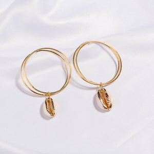 Simple Personality Plated Gold Shell Geometric Circle Earrings