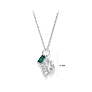 925 Sterling Silver Fashion Temperament Leaf Green Cubic Zirconia Pendant with Necklace