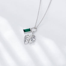 Load image into Gallery viewer, 925 Sterling Silver Fashion Temperament Leaf Green Cubic Zirconia Pendant with Necklace