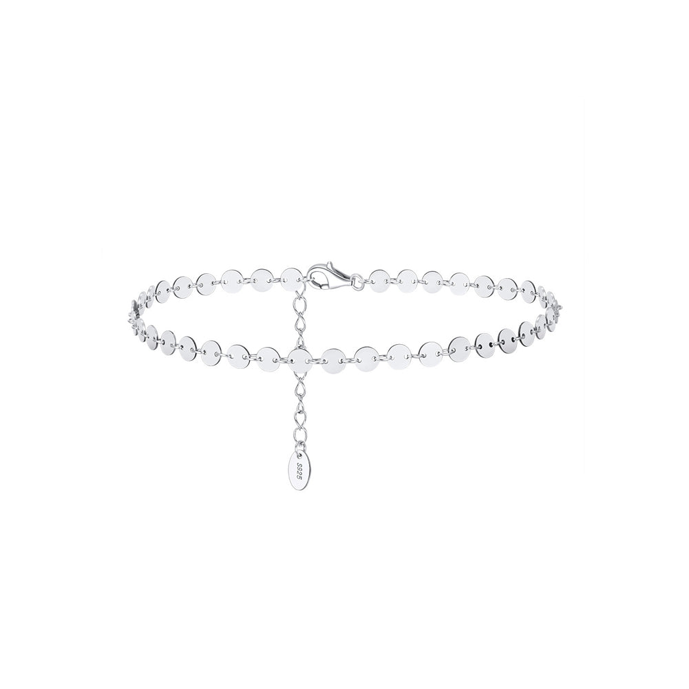 925 Sterling Silver Fashion Simple Disc Geometric Anklet