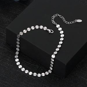 925 Sterling Silver Fashion Simple Disc Geometric Anklet