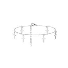 Load image into Gallery viewer, 925 Sterling Silver Simple Classic Cross Chain Anklet