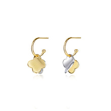 Load image into Gallery viewer, 925 Sterling Silver Plated Gold Fashion Simple Two Tone Four-leafed Clover Earrings