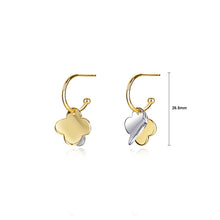 Load image into Gallery viewer, 925 Sterling Silver Plated Gold Fashion Simple Two Tone Four-leafed Clover Earrings