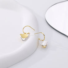 Load image into Gallery viewer, 925 Sterling Silver Plated Gold Fashion Simple Two Tone Four-leafed Clover Earrings