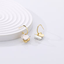 Load image into Gallery viewer, 925 Sterling Silver Plated Gold Fashion Simple Two Tone Four-leafed Clover Earrings