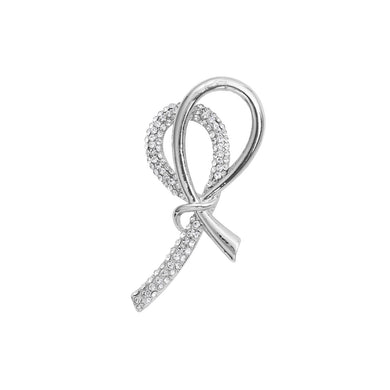 Simple Sweet Ribbon Brooch with Cubic Zirconia