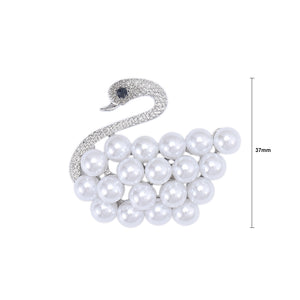 Elegant Fashion Swan White Imitation Pearl Brooch with Cubic Zirconia