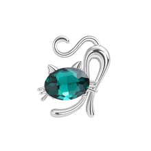 Load image into Gallery viewer, Simple and Cute Cat Brooch with Green Cubic Zirconia