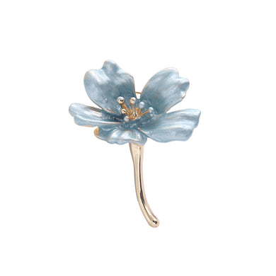 Fashion and Elegant Plated Gold Enamel Blue Flower Brooch