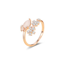 Load image into Gallery viewer, 925 Sterling Silver Plated Rose Gold Fashion Simple Flower Adjustable Open Ring with Cubic Zirconia