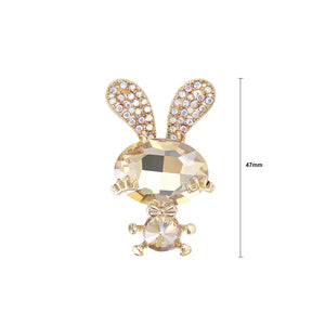 Simple and Cute Plated Gold Rabbit Brooch with Champagne Cubic Zirconia