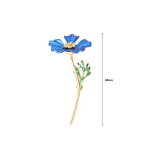 Load image into Gallery viewer, Simple and Fashion Plated Gold Enamel Blue Flower Brooch