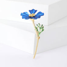 Load image into Gallery viewer, Simple and Fashion Plated Gold Enamel Blue Flower Brooch