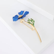 Load image into Gallery viewer, Simple and Fashion Plated Gold Enamel Blue Flower Brooch