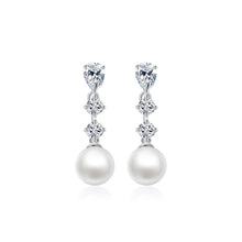 Load image into Gallery viewer, Fashion and Elegant Geometric Water Drop Tassel Imitation Pearl Earrings with Cubic Zirconia