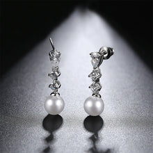 Load image into Gallery viewer, Fashion and Elegant Geometric Water Drop Tassel Imitation Pearl Earrings with Cubic Zirconia