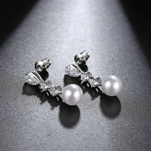 Load image into Gallery viewer, Fashion and Elegant Geometric Water Drop Tassel Imitation Pearl Earrings with Cubic Zirconia