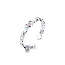 Load image into Gallery viewer, 925 Sterling Silver Simple Cute Heart Shape Adjustable Open Ring with Cubic Zirconia