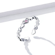 Load image into Gallery viewer, 925 Sterling Silver Simple Cute Heart Shape Adjustable Open Ring with Cubic Zirconia